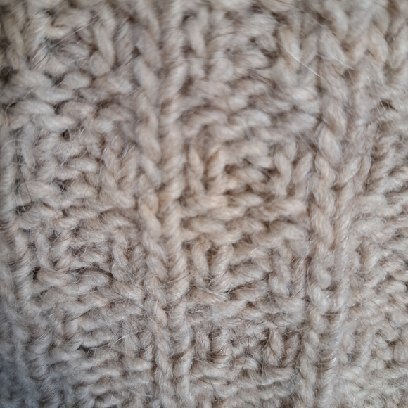 St. ambecco short sleeve turtleneck chunky knit neutral beige acrylic ITALY LG - Picture 5 of 9